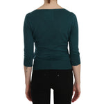 PINK MEMORIES Blue Green Cotton 3/4 Sleeve Cardigan Top Blouse TSH3459-38