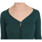 PINK MEMORIES Blue Green Cotton 3/4 Sleeve Cardigan Top Blouse TSH3459-38