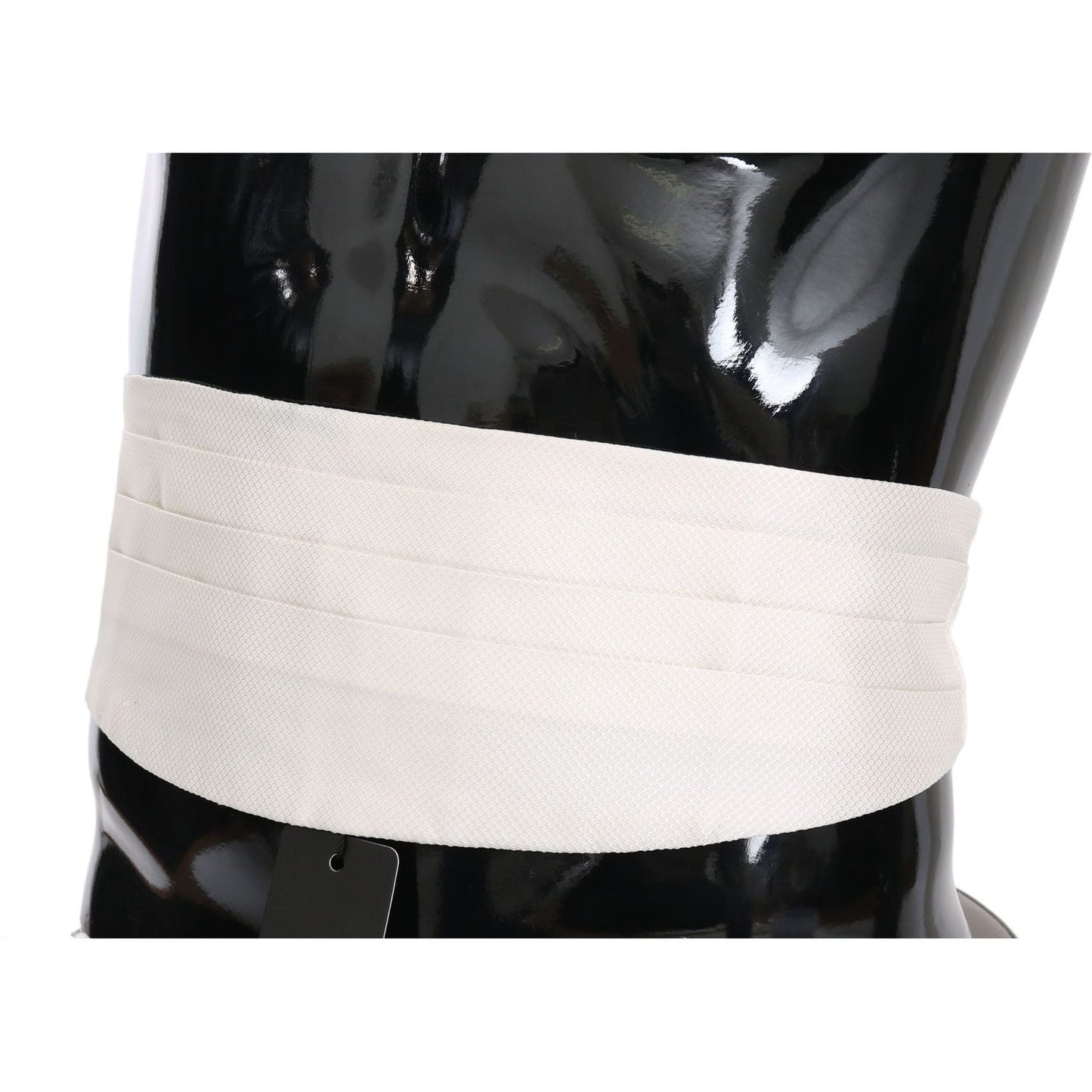 Dolce & Gabbana White Men Waist Belt 100% Silk Cummerbund Dolce & Gabbana