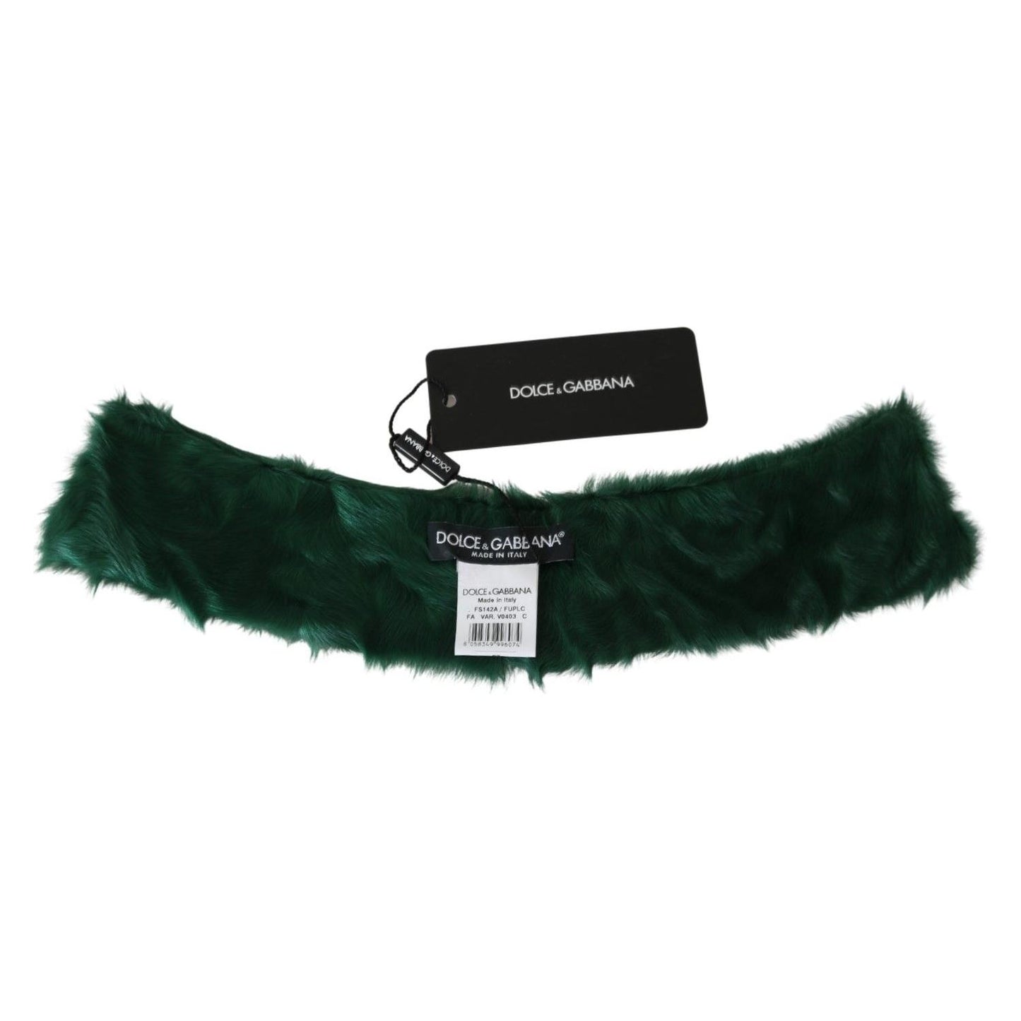 Dolce & Gabbana Green Fur Neck Collar Wrap Lambskin Scarf Dolce & Gabbana