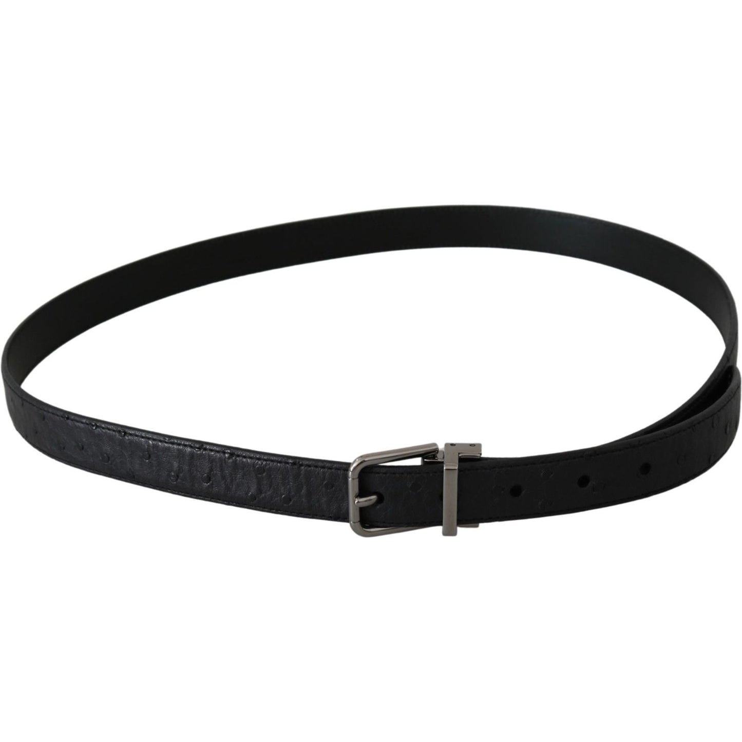 Dolce & Gabbana Black Exotic Skin Pattern Silver Buckle Belt Dolce & Gabbana