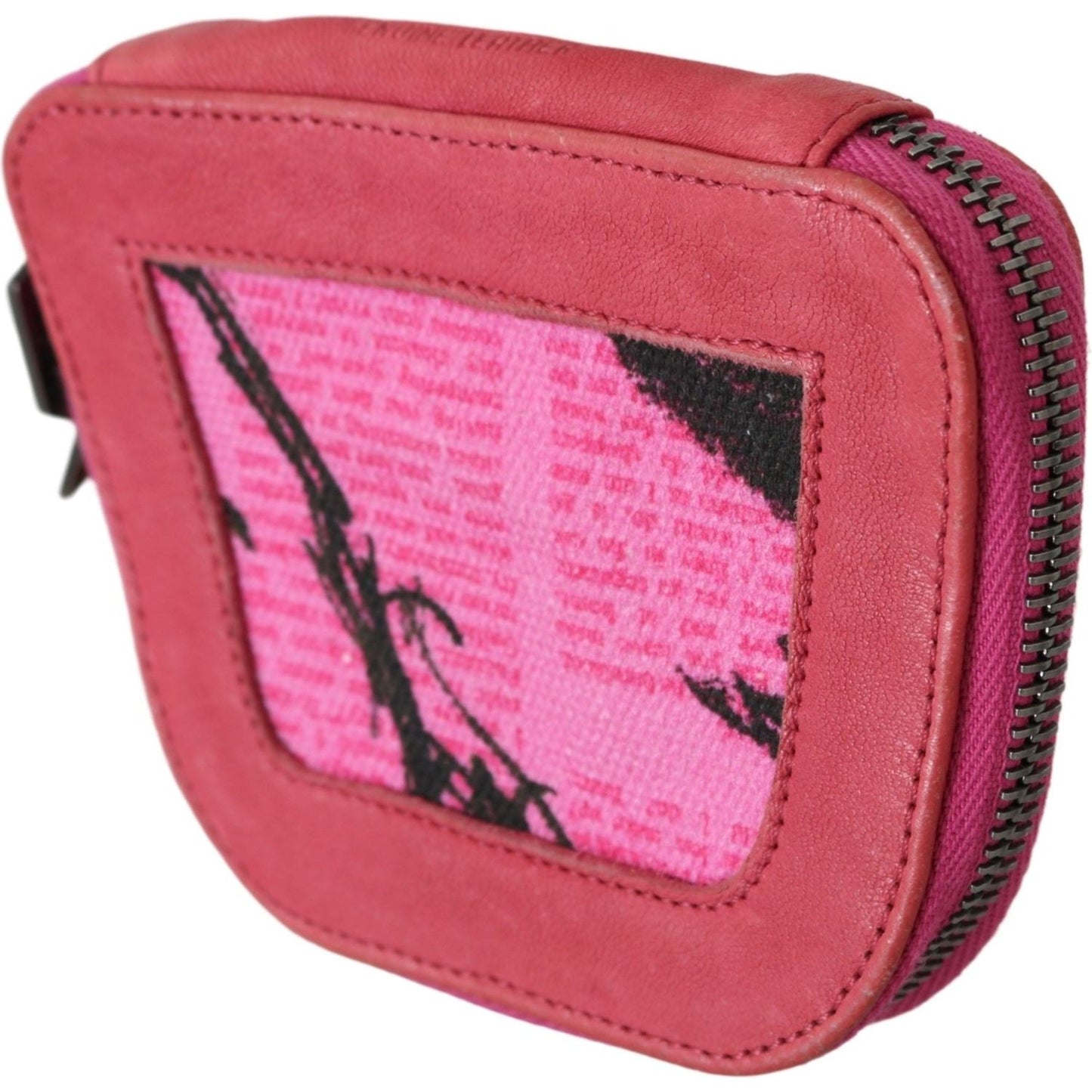 PINKO Pink Suede Printed Coin Holder Women Fabric Zippered Purse PINKO