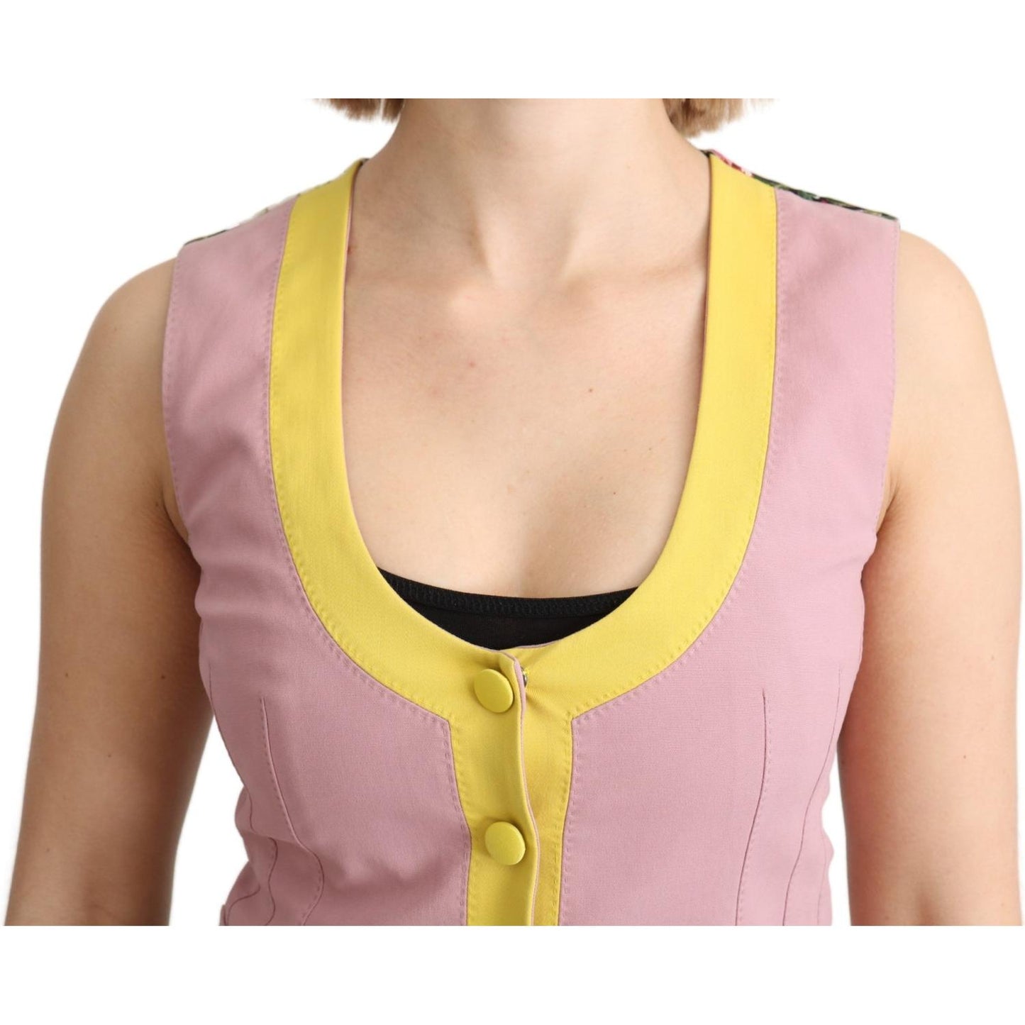 Dolce & Gabbana Pink Sleeveless Waistcoat Vest Cotton Top Dolce & Gabbana