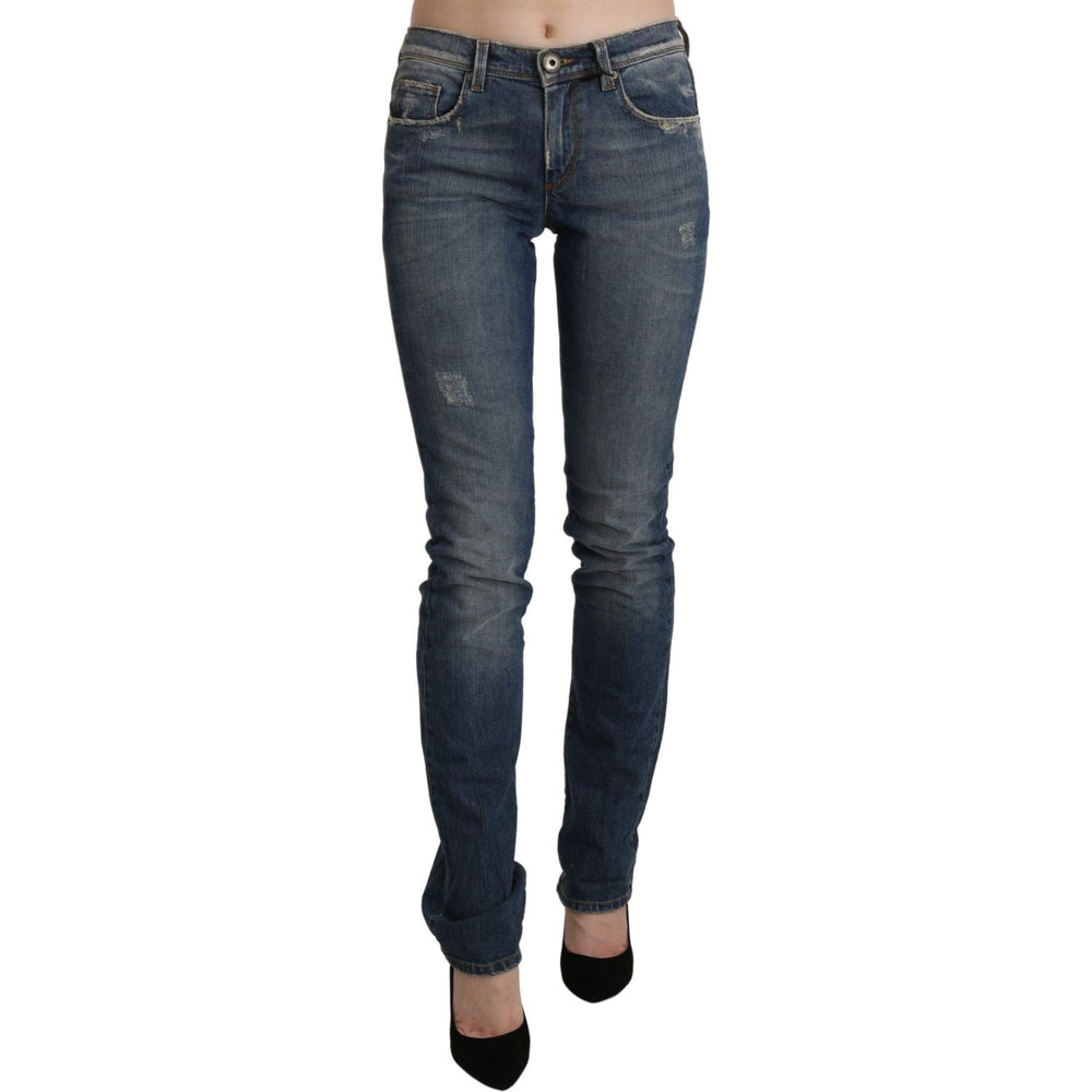 Ermanno Scervino Blue Washed Mid Waist Skinny Denim Jeans PAN71144-26