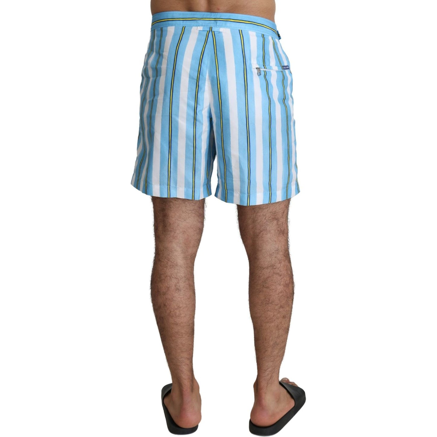 Dolce & Gabbana Blue Striped Beachwear Men Swimshorts BIK952-IT7