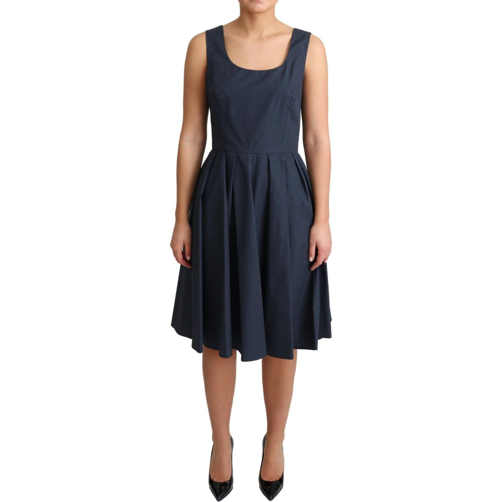 Dolce & Gabbana Blue Polka Dotted Cotton A-Line Dress DR2751#2-42