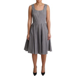 Dolce & Gabbana Blue Beige Geometric Cotton A-Line Dress DR2773-38