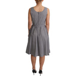 Dolce & Gabbana Blue Beige Geometric Cotton A-Line Dress DR2773-38