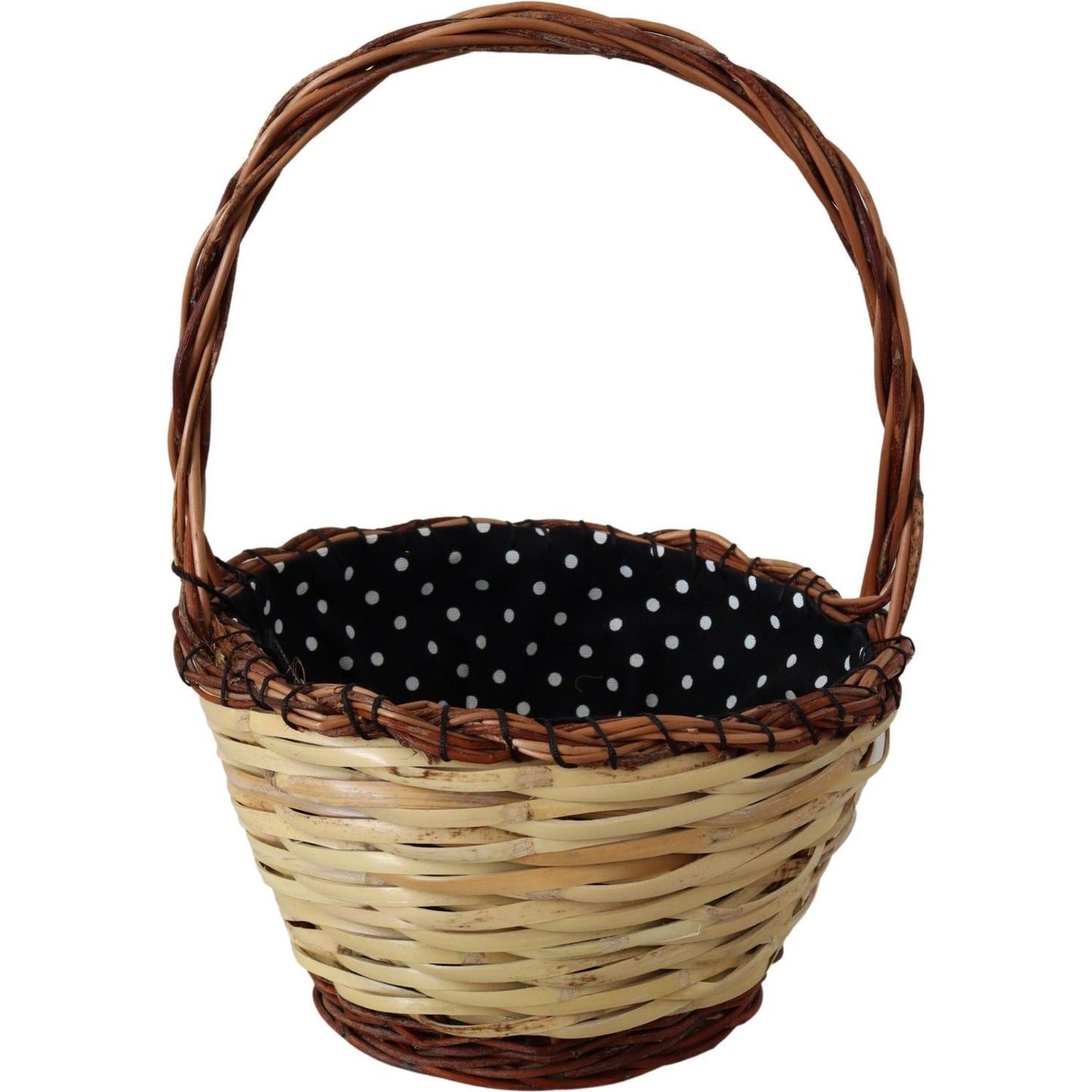 Dolce & Gabbana Beige Wood Wicker Rattan Basket Tote Bag VAS12274