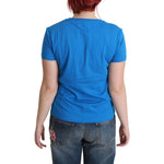 Moschino Blue Printed Cotton Short Sleeves Tops T-shirt TSH5074-40