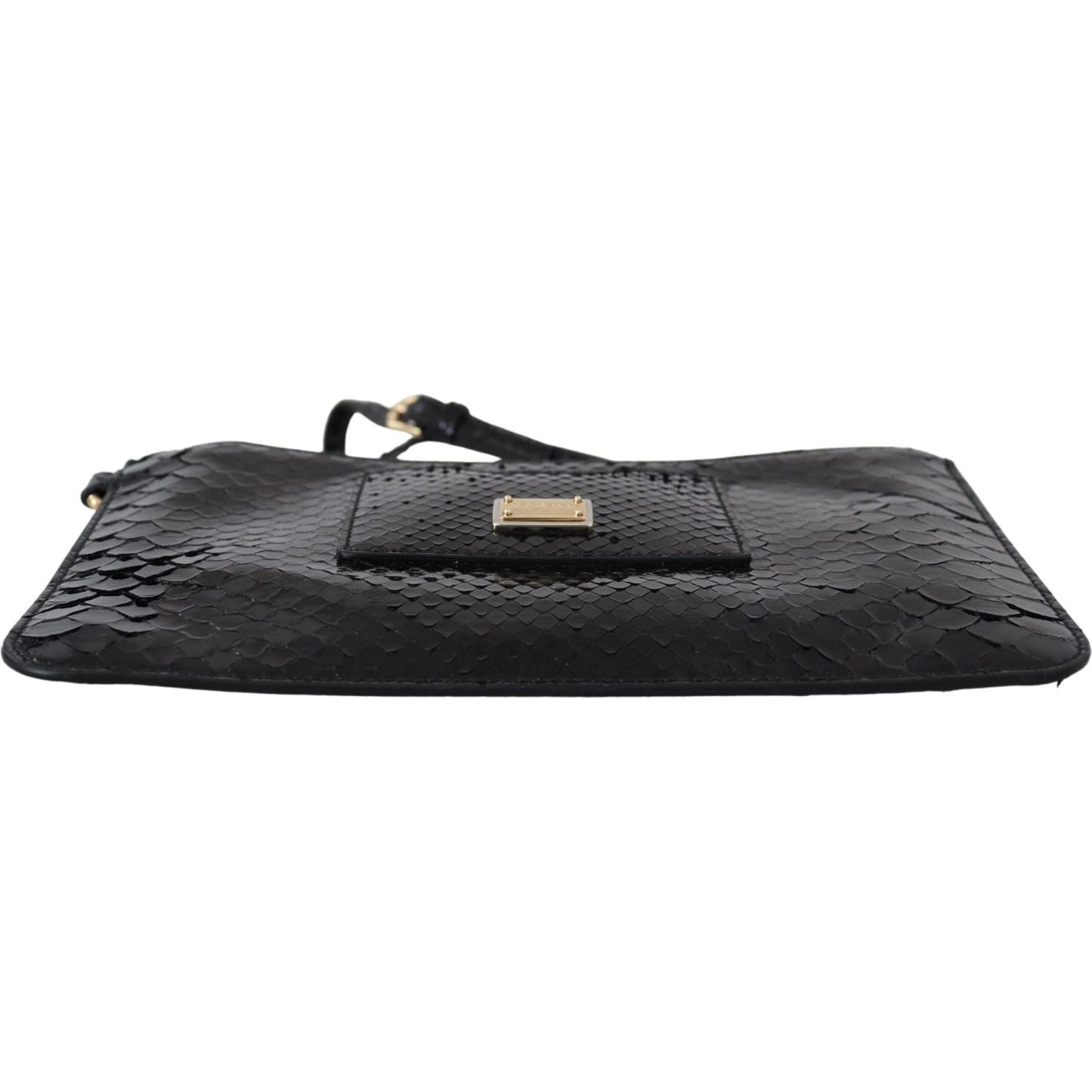 Dolce & Gabbana Black Leather Coin Purse Wristlet Mirror Agnese Wallet vas12501