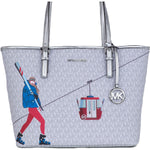 Michael Kors Jet Set Girls Print Medium Signature PVC Carryall Shoulder Tote Handbag (Bright White Multi) 909720