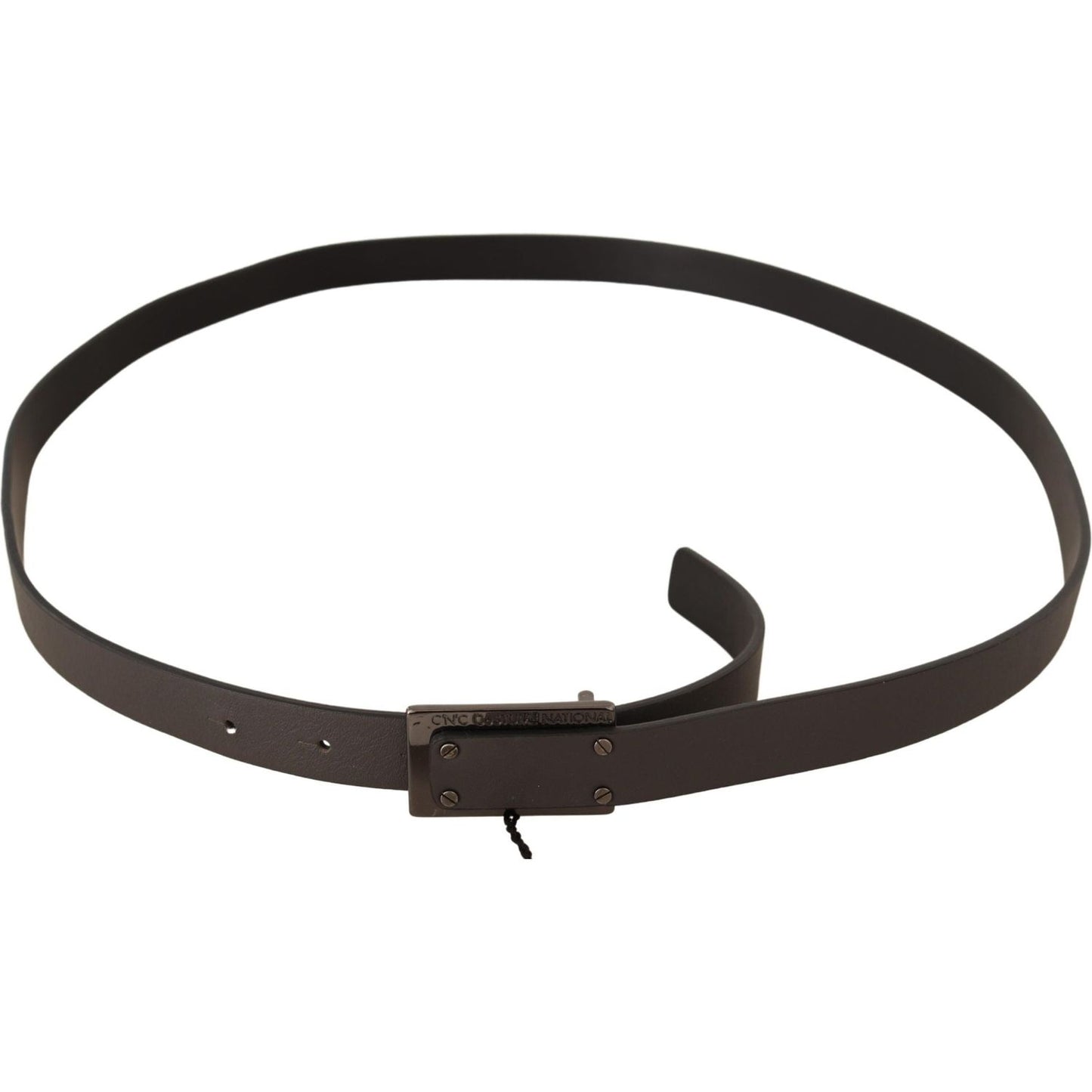 Costume National Dark Brown Leather Logo Buckle Belt Costume National