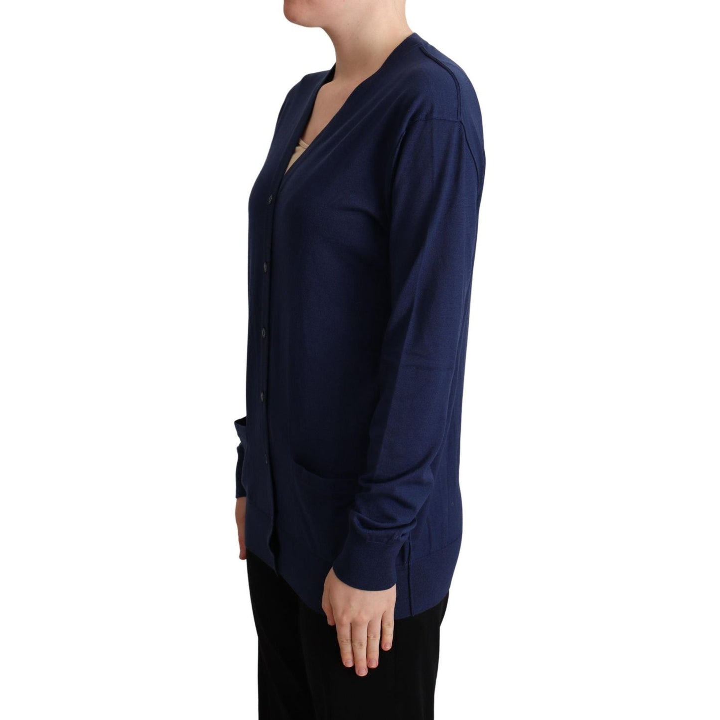 Dolce & Gabbana Blue Virgin Wool Button Down Cardigan Sweater TSH6009 -42