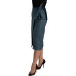 Koonhor Blue High Waist Pencil Straight Wrap Style Skirt SKI1658 - 42