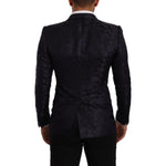 Dolce & Gabbana Blue Floral Jacquard Silk Coat MARTINI Blazer JKT3041 - 44