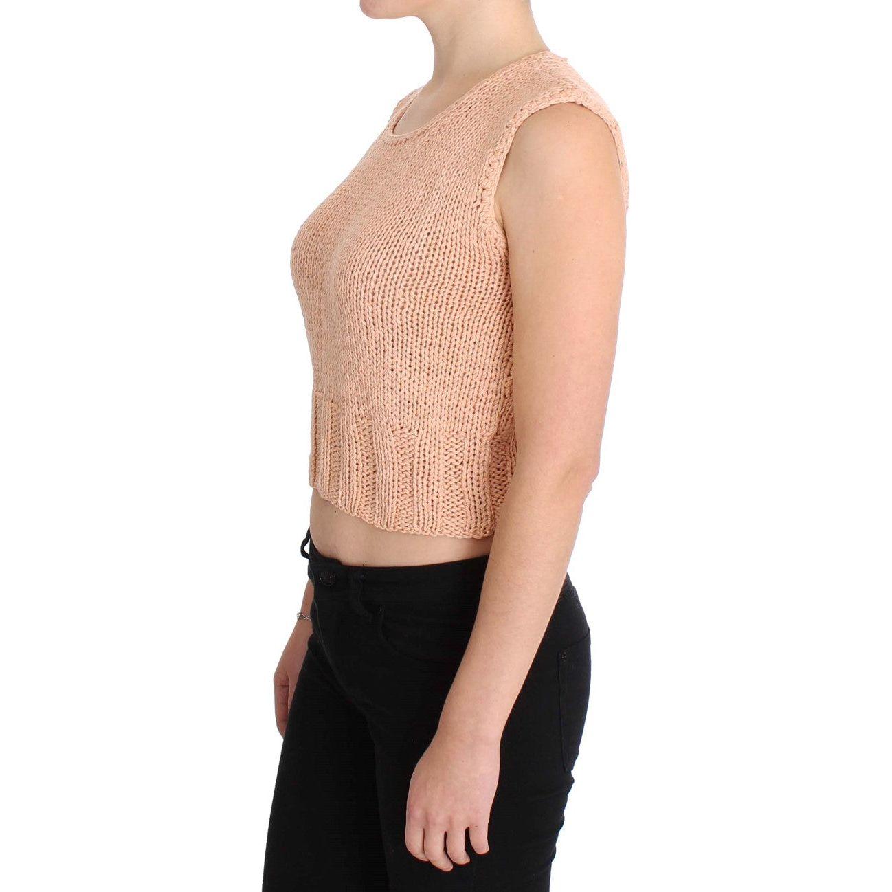 PINK MEMORIES Pink Cotton Blend Knitted Sleeveless Sweater PINK MEMORIES