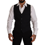 Dolce & Gabbana Blue Striped Wool Stretch Waistcoat Vest TSH7654 - 48
