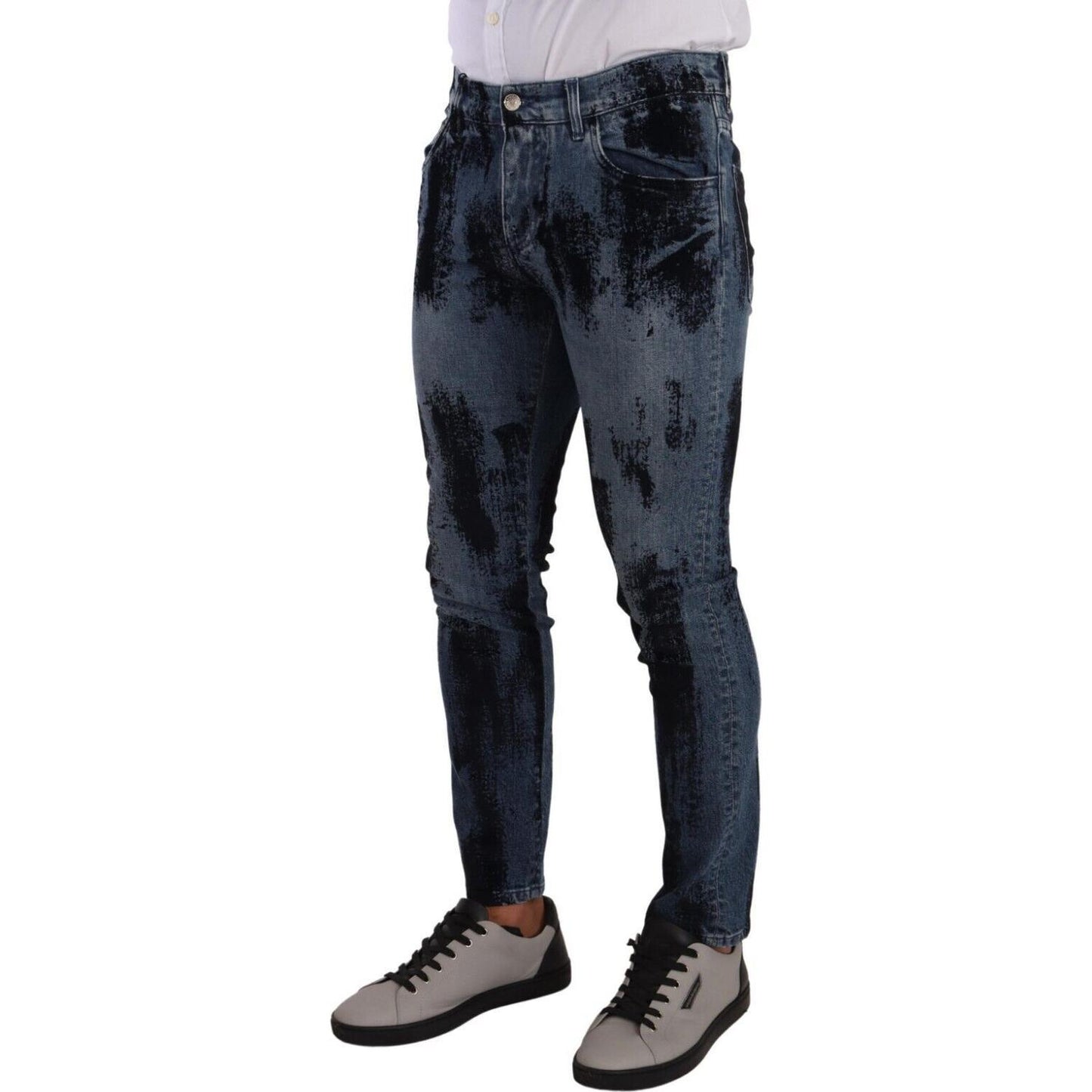 Dolce & Gabbana Blue Black Cotton Skinny Denim Jeans PAN72720 - 48