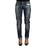 Acht Blue Washed Low Waist Folded Hem Slim Fit Jeans PAN71826 - 26