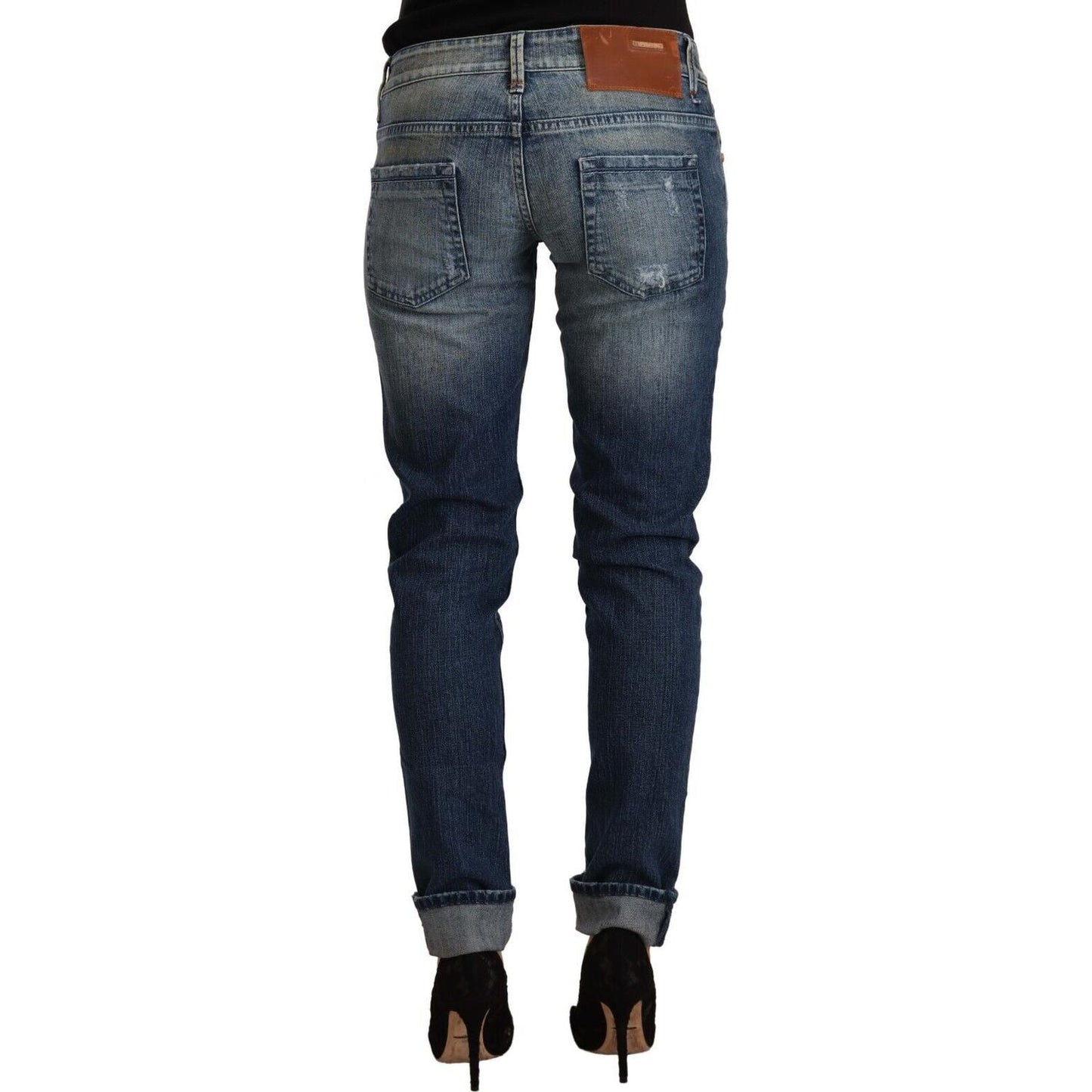 Acht Blue Washed Low Waist Folded Hem Slim Fit Jeans PAN71826 - 26