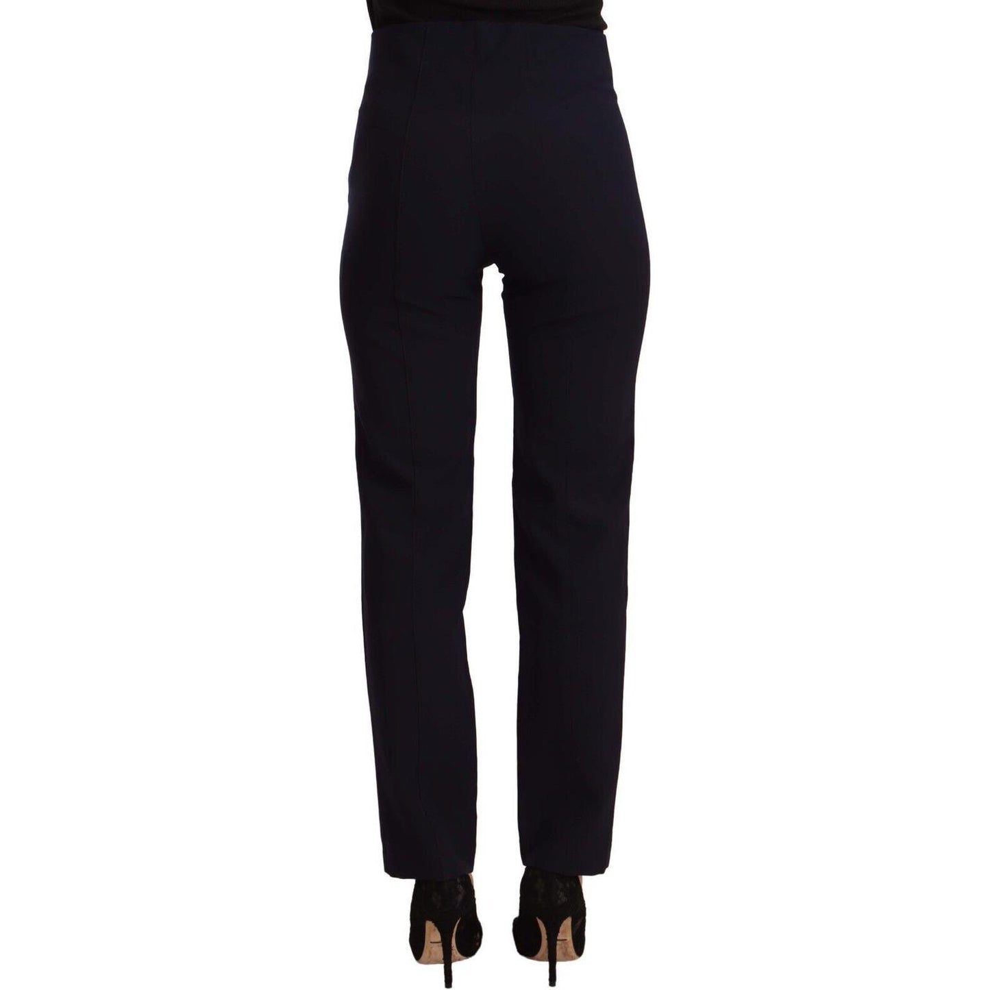 AGLINI Black High Waist Polyester Women Straight Pants AGLINI