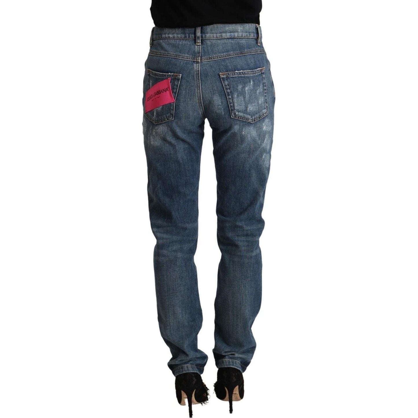 Dolce & Gabbana Blue Distressed Denim BOYFRIEND Skinny Jeans PAn72796 - 36