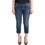 Dolce & Gabbana Blue Washed Mid Waist Denim Logo Cropped Jeans PAN72793 - 40