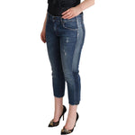 Dolce & Gabbana Blue Washed Mid Waist Denim Logo Cropped Jeans PAN72793 - 40