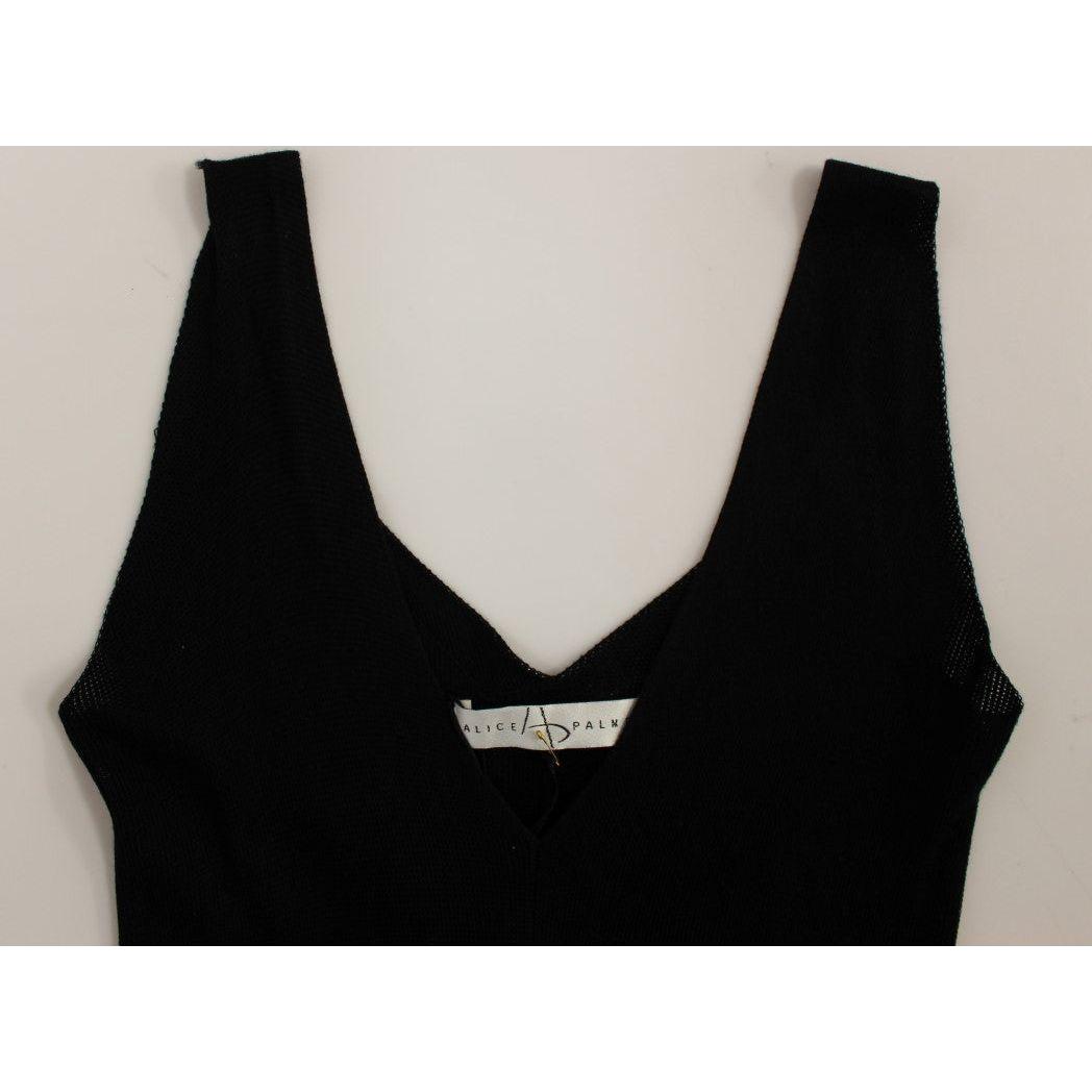 Alice Palmer Black White Low V Neck Knitted Cocktail Dress Alice Palmer