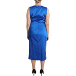 P.A.R.O.S.H. Blue Acetate Sleeveless Pleated Midi Sheath Dress DR28396 - 46