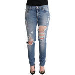 Dolce & Gabbana Blue Distressed Cotton Denim Skinny Jeans PAN72792 - 40