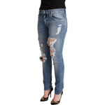 Dolce & Gabbana Blue Distressed Cotton Denim Skinny Jeans PAN72792 - 40