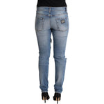 Dolce & Gabbana Blue Distressed Cotton Denim Skinny Jeans PAN72792 - 40