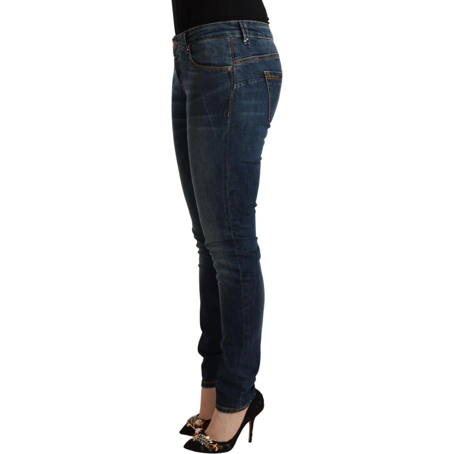 Acht Blue Washed Cotton Slim Fit Denim Low Waist Jeans PAN71233 - 29
