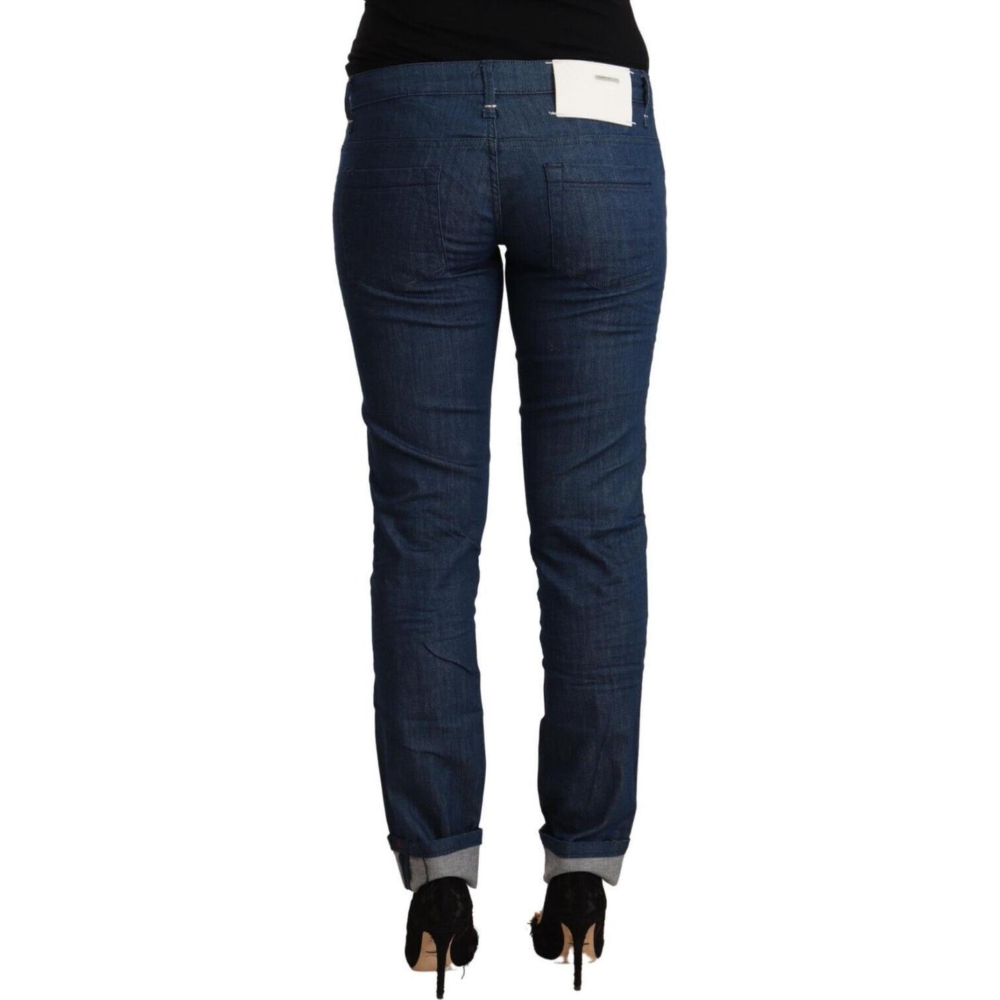 Acht Blue Cotton Low Waist Skinny Denim Folded Hem Jeans PAN71834 - 26