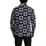 Dolce & Gabbana Blue Denim Stretch DG Crown Logo Casual Shirt TSH7977- 37