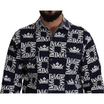 Dolce & Gabbana Blue Denim Stretch DG Crown Logo Casual Shirt TSH7977- 37