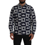 Dolce & Gabbana Blue Denim Stretch DG Crown Logo Casual Shirt TSH7977- 37
