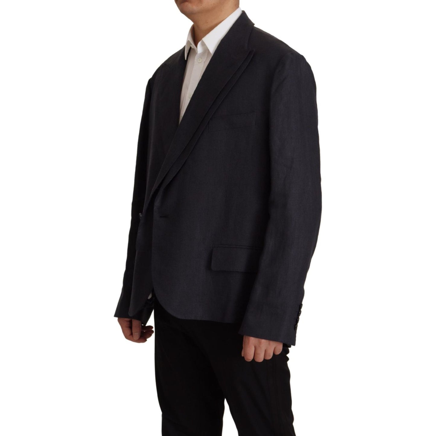 Dolce & Gabbana Blue Linen Formal Mens Blazer Jacket JKT3409- 48