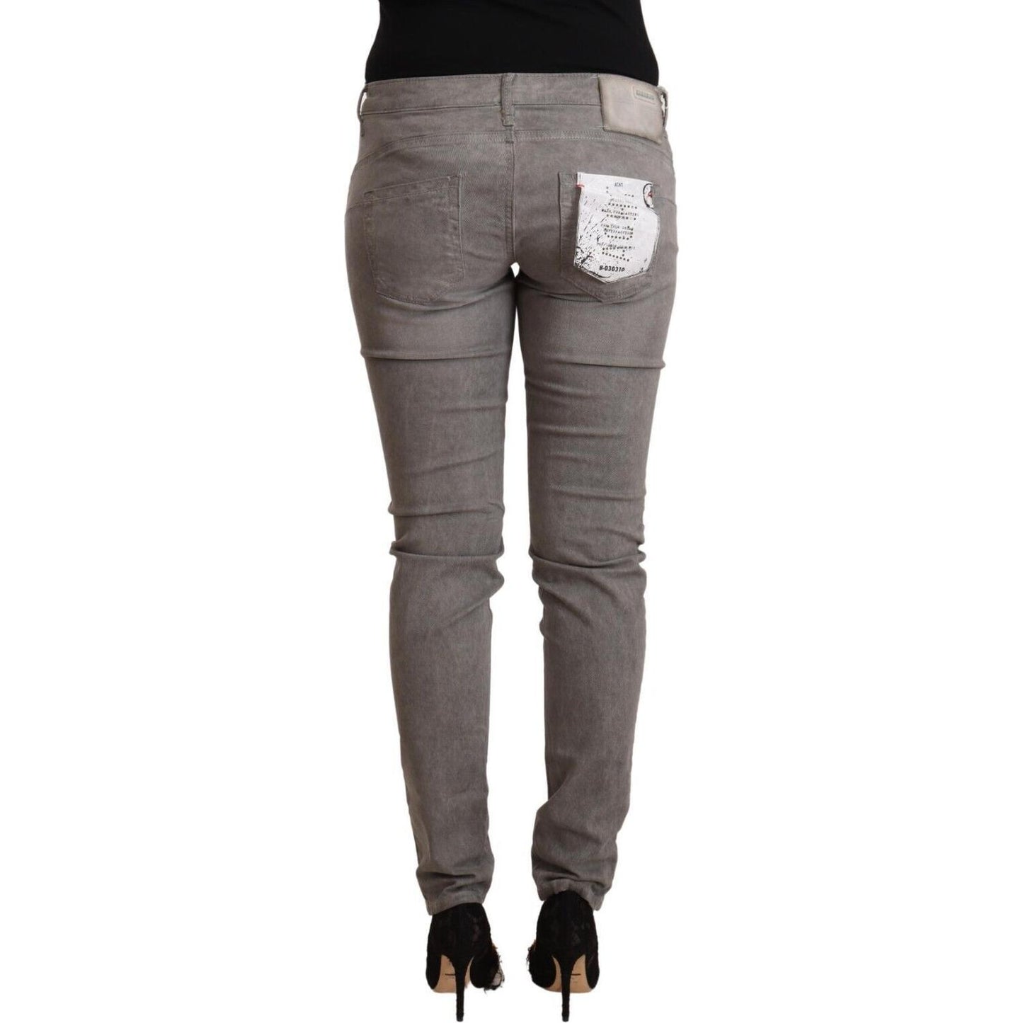 Acht Gray Cotton Low Waist Skinny Push Up Denim Jeans