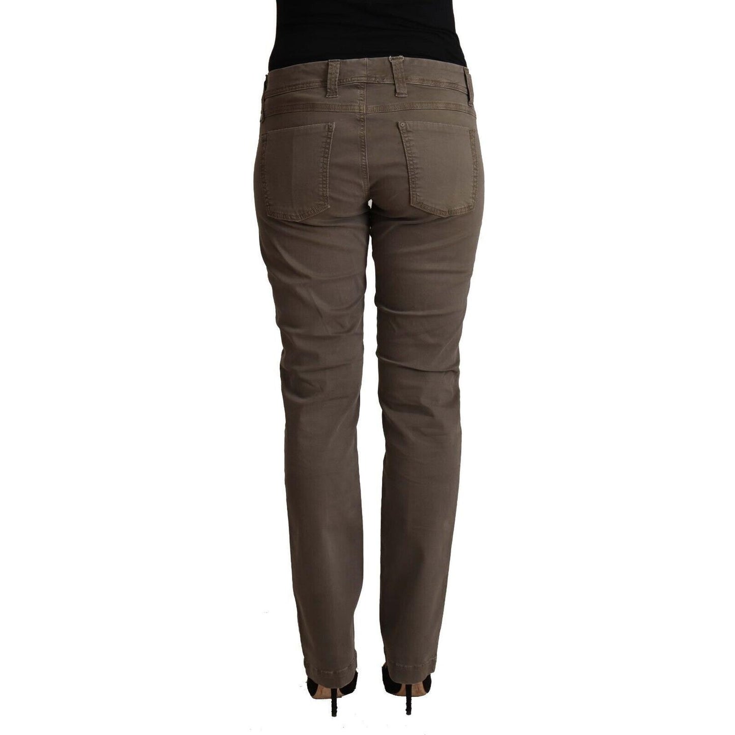 CYCLE Brown Cotton Low Waist Skinny Casual Jeans CYCLE