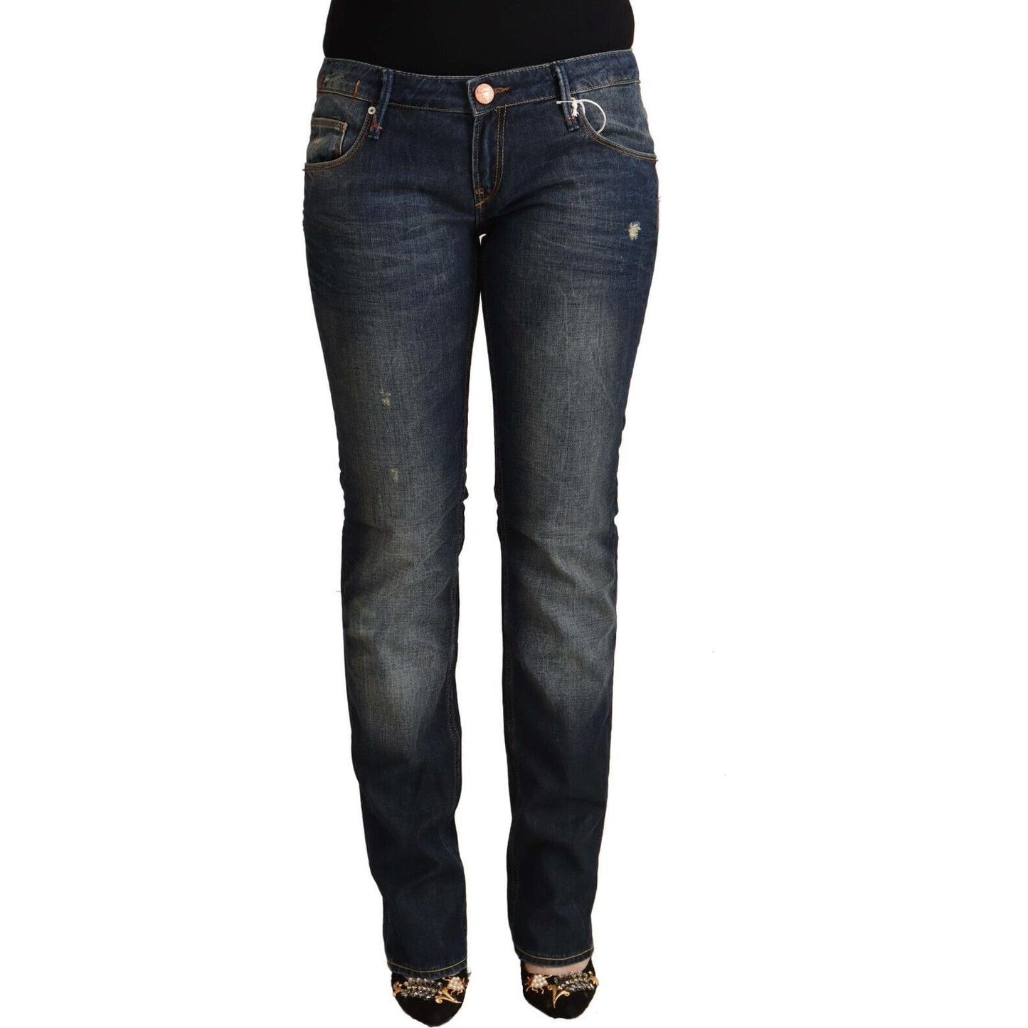 Acht Blue Washed Cotton Low Waist Skinny Denim Jeans PAN72702 - 30