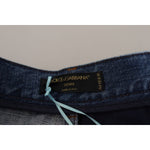 Dolce & Gabbana Blue Jeans Jacquard Majolica High Waist Pants PAN73052- 36