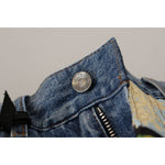 Dolce & Gabbana Blue Jeans Jacquard Majolica High Waist Pants PAN73052- 36