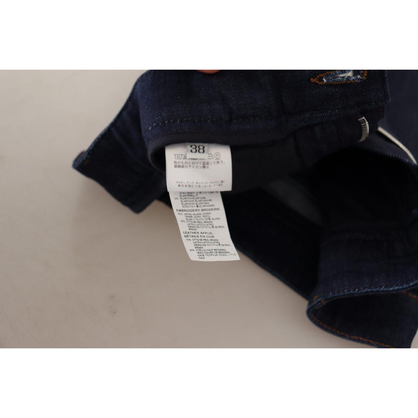 Dolce & Gabbana Blue Denim Stretch Crystal Hot Pants Shorts SKI1845- 38