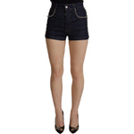Dolce & Gabbana Blue Denim Stretch Crystal Hot Pants Shorts SKI1845- 38
