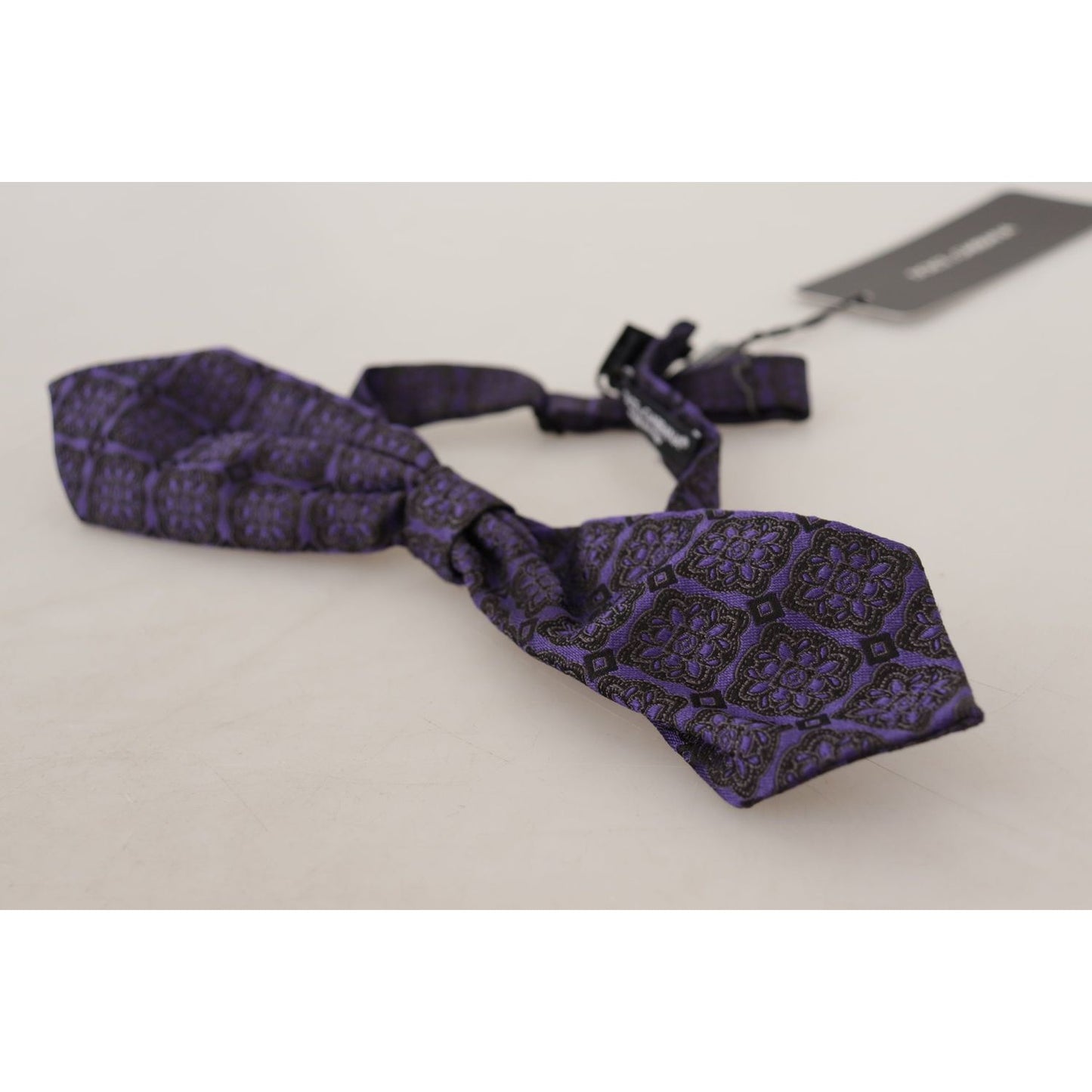 Dolce & Gabbana Blue Geometric Silk Adjustable Neck Papillon Tie FT3594