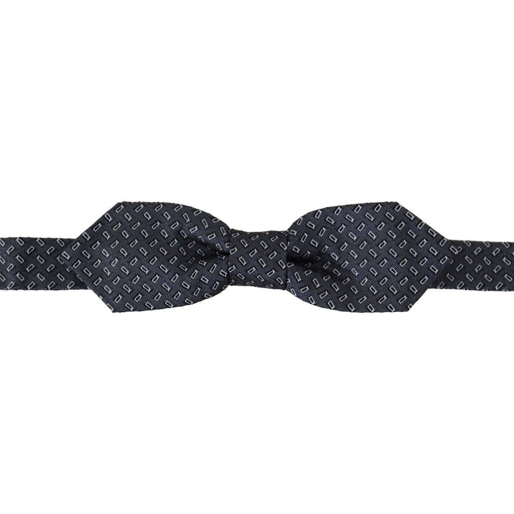 Dolce & Gabbana Blue Gray Polka Dot 100% Silk Neck Papillon Tie FT3595