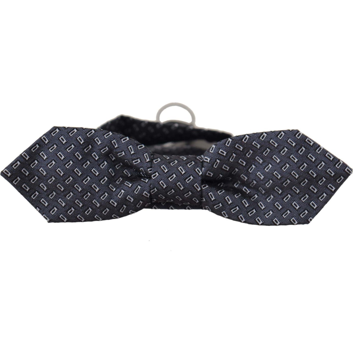 Dolce & Gabbana Blue Gray Polka Dot 100% Silk Neck Papillon Tie FT3595